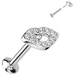 Piercing tige labret push-in  bouche sertie (lvre, tragus, hlix...)