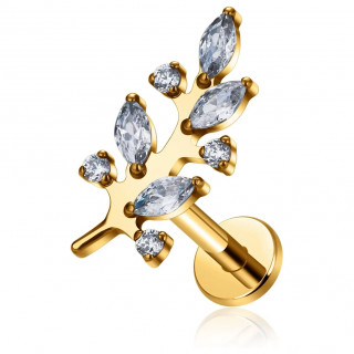 Piercing Titane dor branche de zirconiums (lvre et oreille)