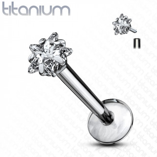 Piercing titane  toile strass et filetage interne (lvre, cartilage...)