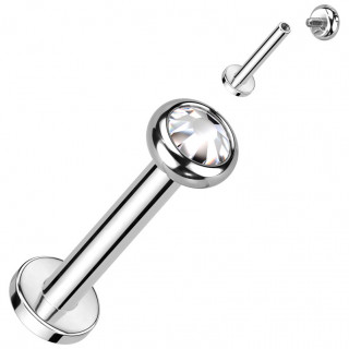 Piercing Titane Labret  cristal et filetage interne (lvre, tragus, hlix...)