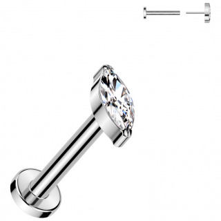 Piercing Titane push-in  zirconium en amande et base troite (narine, tragus, hlix...)