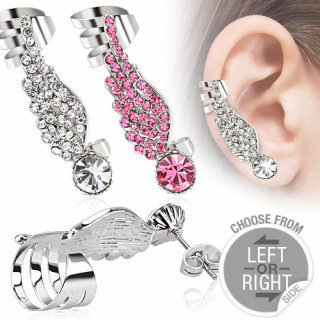 Piercing tour d'oreille avec aile d'ange pave de pierres