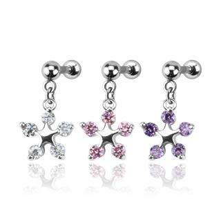 Piercing tragus à pendentif étoile sertie