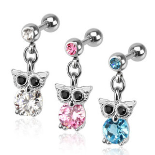 Piercing tragus  pendentif hibou / chouette