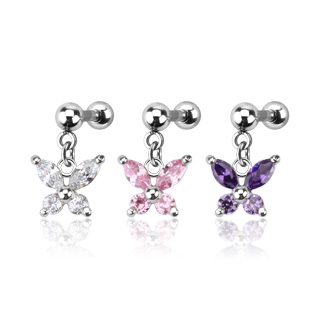 Piercing tragus  pendentif papillon serti