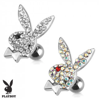 Piercing tragus avec lapin Playboy pav de pierres