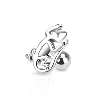 Piercing tragus avec lézard en relief