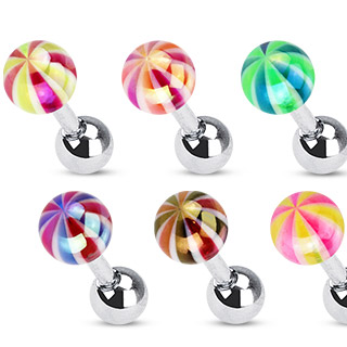 Piercing tragus/cartilage à boule style bonbon
