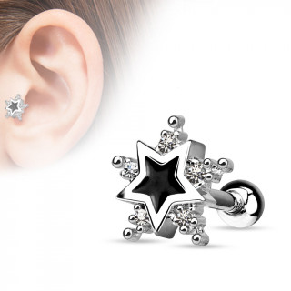 Piercing tragus / cartilage  toile trois en une avec strass