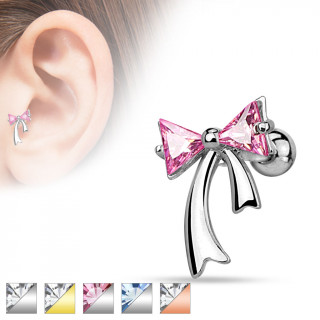 Piercing tragus / cartilage  noeud papillon avec pierres triangulaires