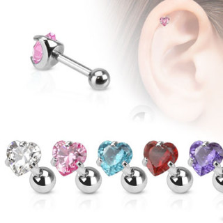 Piercing tragus/cartilage avec pierre en coeur