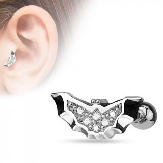 Piercing tragus / cartilage en forme de chauve-souris pave de strass