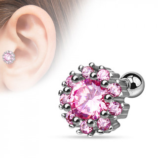 Piercing tragus / cartilage fleur multi-strass