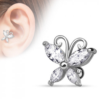 Piercing tragus / cartilage gris en forme de papillon