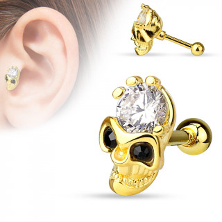 Piercing tragus / cartilage plaqu or  crane sertie