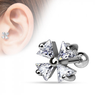 Piercing tragus / cartilage style trfle  4 feuilles