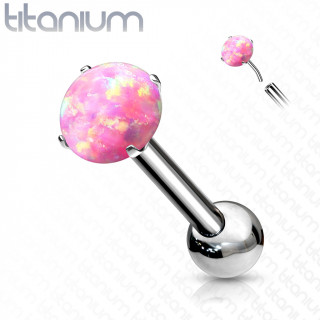 Piercing tragus / cartilage Titane push-fit  Opale Rose