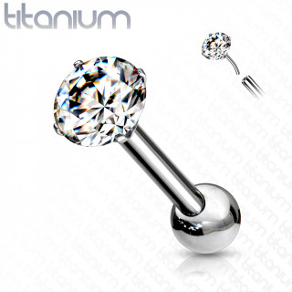 Piercing tragus / cartilage Titane push-fit  zirconium clair