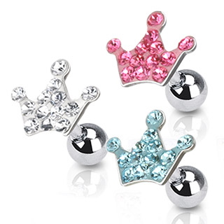 Piercing tragus couronne royale pave de pierres