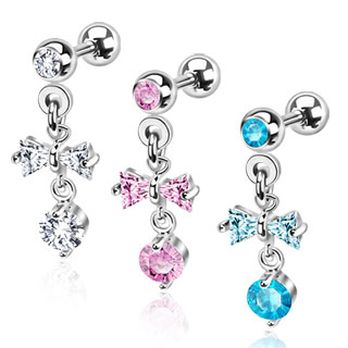 Piercing tragus double pendentif  noeud papillon