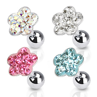 Piercing tragus fleur pavée de pierres