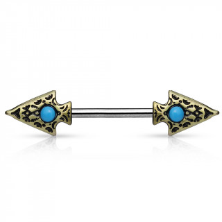 Piercing tribal tton double flche  turquoise