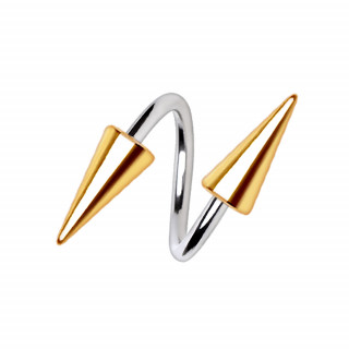 Piercing twist acier à longues pointes dorées (nombril, lobe)
