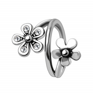 Piercing twist hlix serti  fleurs