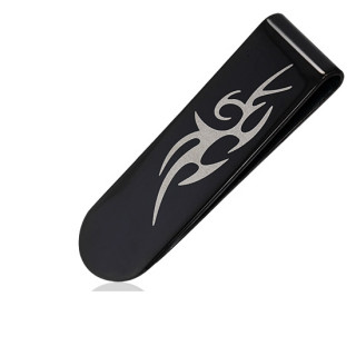 Pince à billet acier noire à symbole tribal