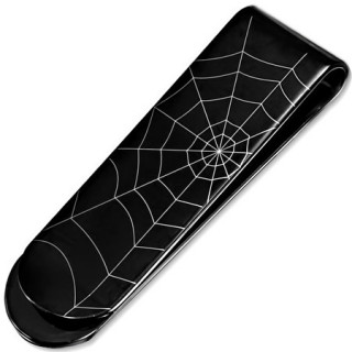 Pince à billets en acier noir à motif toile d'araignée