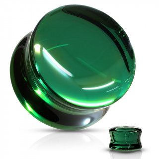 Plug concave en verre - Vert emmeraude