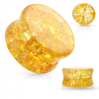 Plug en verre jaune topaze aspec brisé