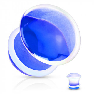 Plug en verre simple évasé Bleu avec o-ring