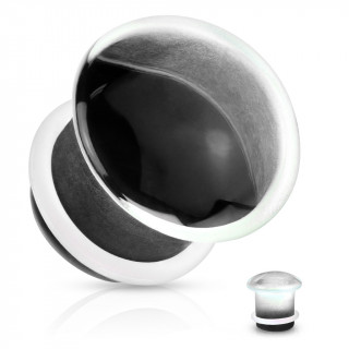 Plug en verre simple évasé Noir avec o-ring