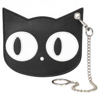 Porte-cartes gothique tte de chat noir  chaine - Banned