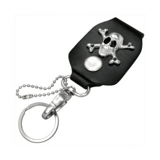 Porte-clés cuir avec tête de mort pirate