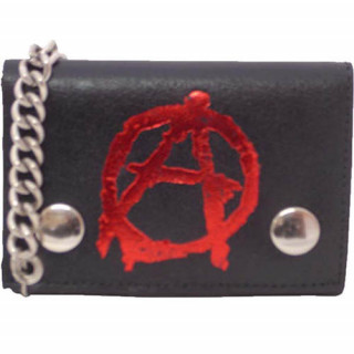 Porte-feuilles/cartes noir  chaine avec "A" anarchiste