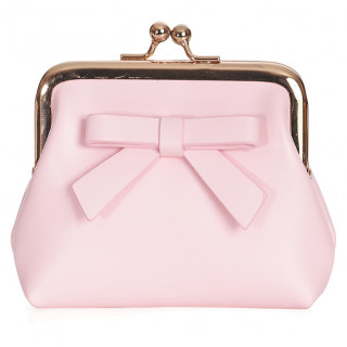 Porte-monnaie vintage rose bonbon avec fermoir à boule et noeud décoratif