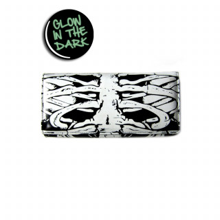 Portefeuille gothique Banned  motif cage thoracique phosphorescente