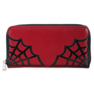 Portefeuille gothique rouge  toiles d'araigne noires - Banned