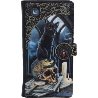 Portefeuille long  Chat noir sur crane de sorcellerie - Lisa Parker