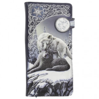 Portefeuilles long  relief  couple de loups dans la neige - Lisa Parker