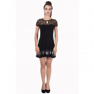 Robe courte gothique noire Banned  dentelle araignes et toiles