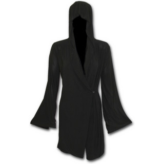Robe gothique noire à capuche et manches amples
