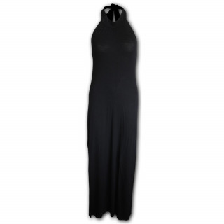 Robe longue gothique noire noue  encolure dos nu