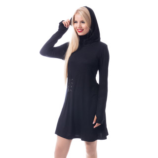 Robe noire à capuche et lacets à la taille - Innocent Lifestyle