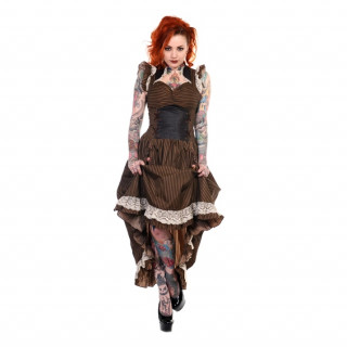 Robe raye noir et marron style victorien - Banned