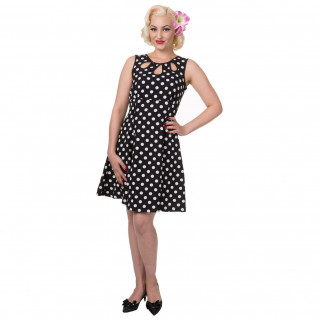 Robe vintage rockabilly noire  pois blancs - Banned