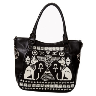 Sac  main Anubis  hiroglyphes noirs et blancs - Banned