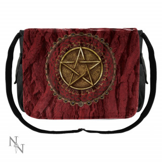 Sac besace Luna Lakota à imprimé pentagramme entouré de runes (rouge)